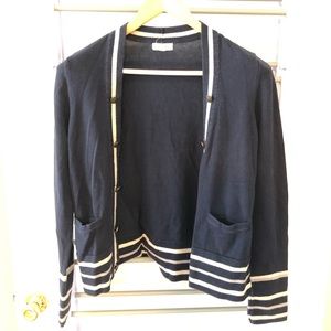 Silence + Noise navy blue cardigan with buttons